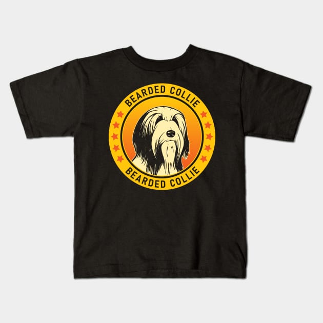 Bearded Collie Dog Portrait Kids T-Shirt by millersye